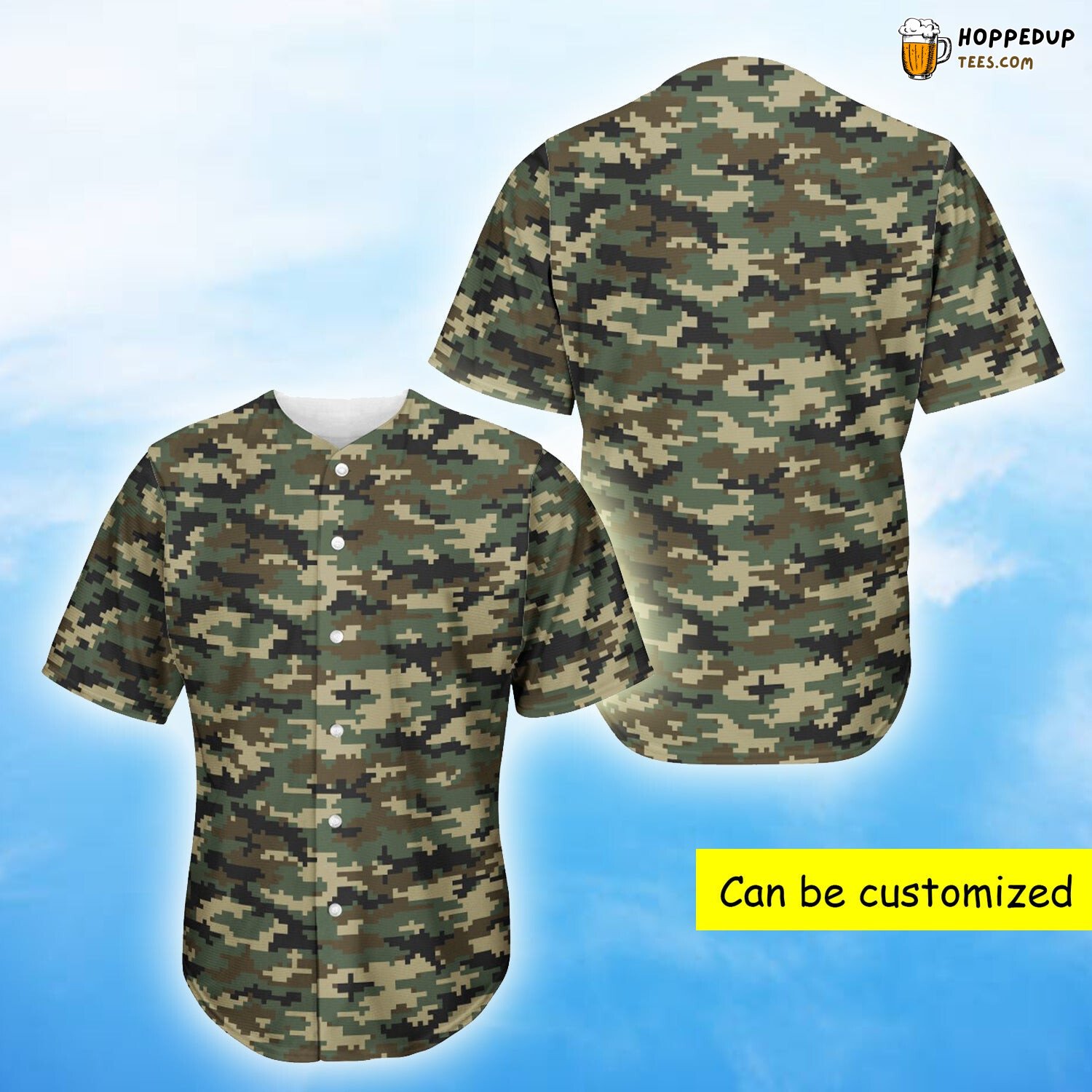 Army Green Digital Camo Baseball Tee Jersey Shirt Printed 3D Army Green Digital Camo Baseball Tee Jersey Shirt Printed 3D