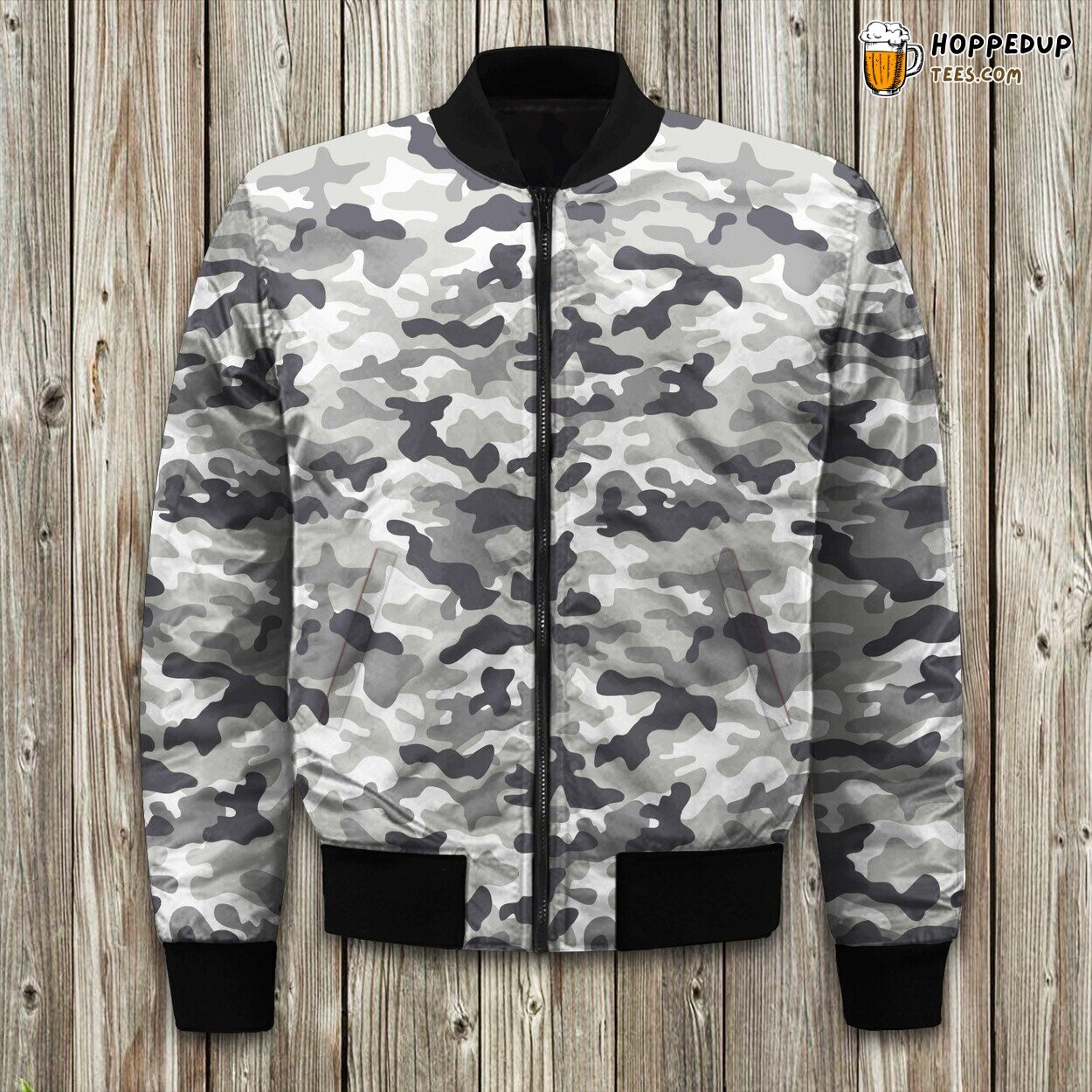 Army Inspired Camouflage Winter Bomber Jacket Tailored Unique Elegance Craft