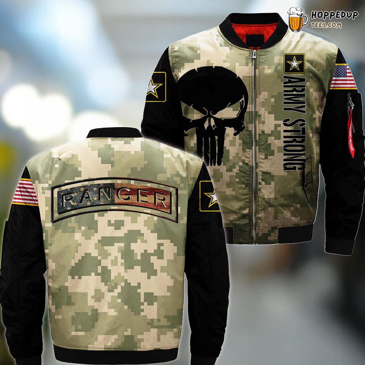 Army Ranger Tab RLTW Regiment Vintage American Flag Bomber Jacket Gift