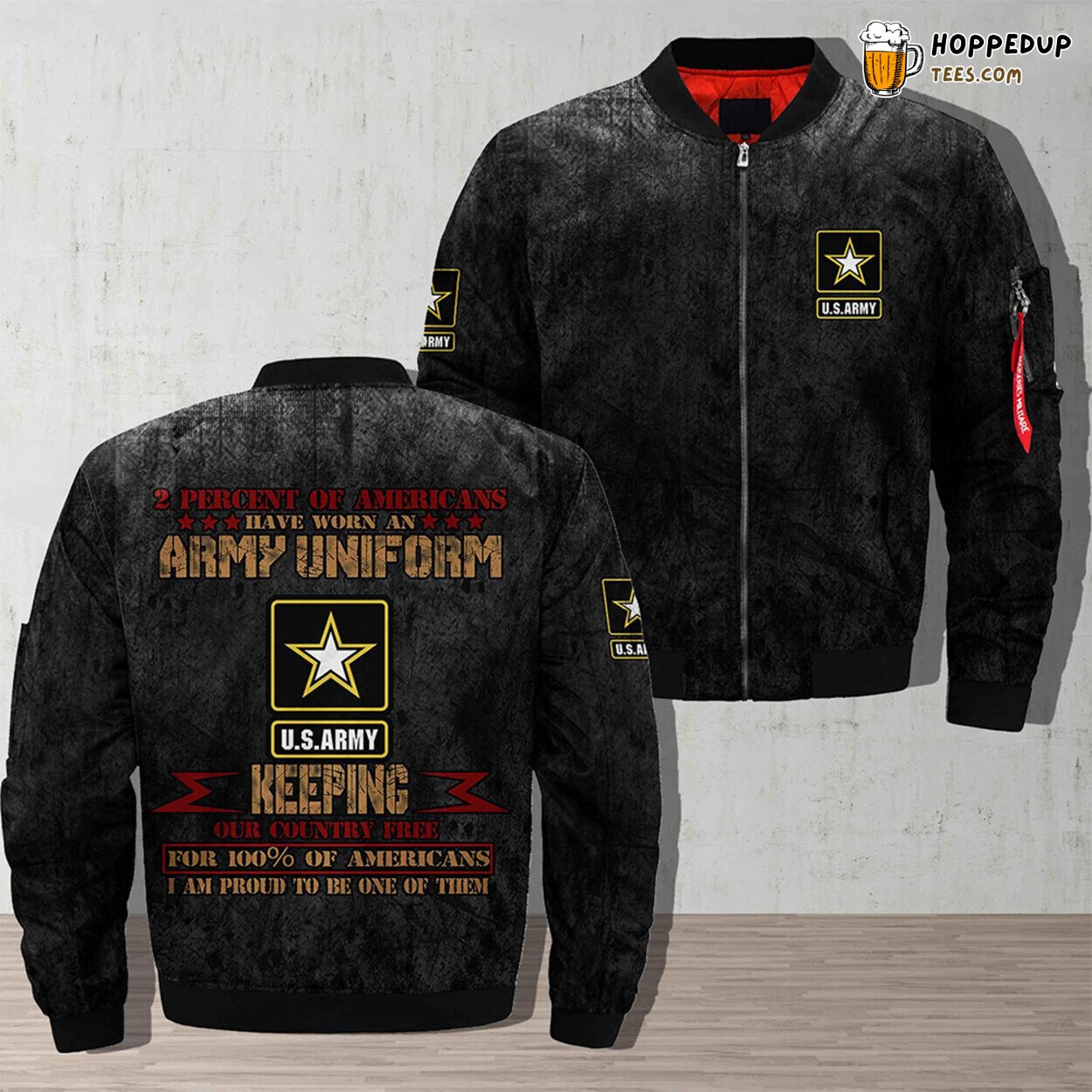 Army Uniform Honor Bomber Jacket 2% Americans Serving Country