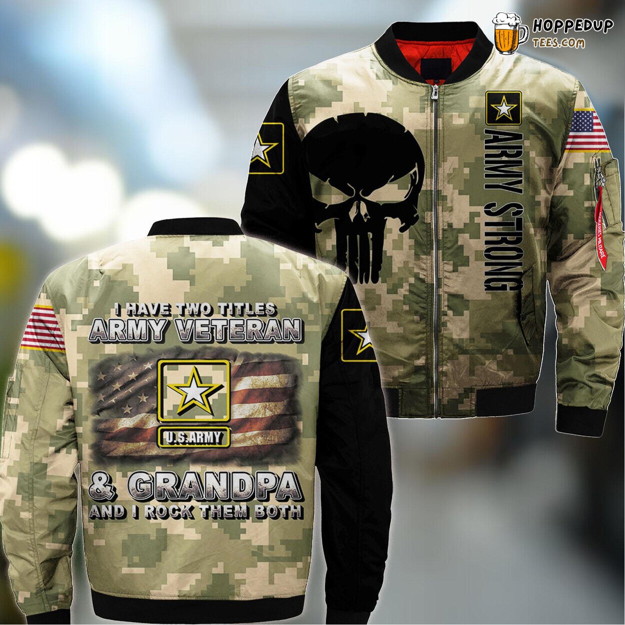 Army Veteran Grandpa Dual Title Pride Classic Bomber Jacket