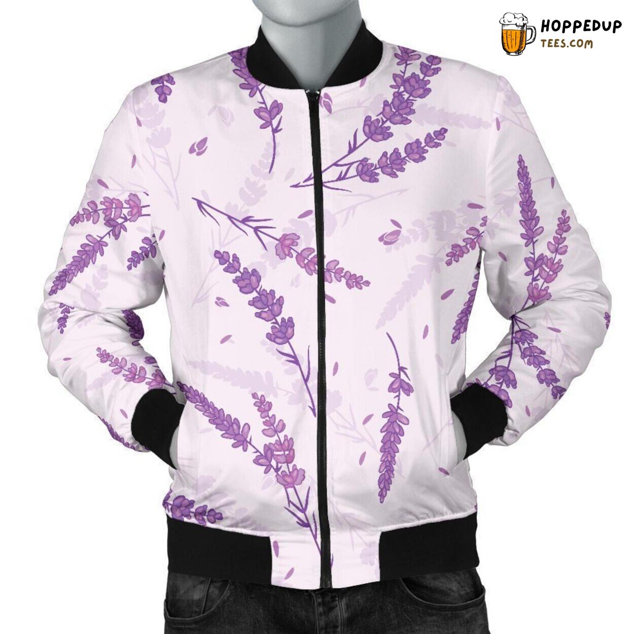 Aromatic Floral Lavender Men’s Bomber Jacket Unique Pattern Design Showcase