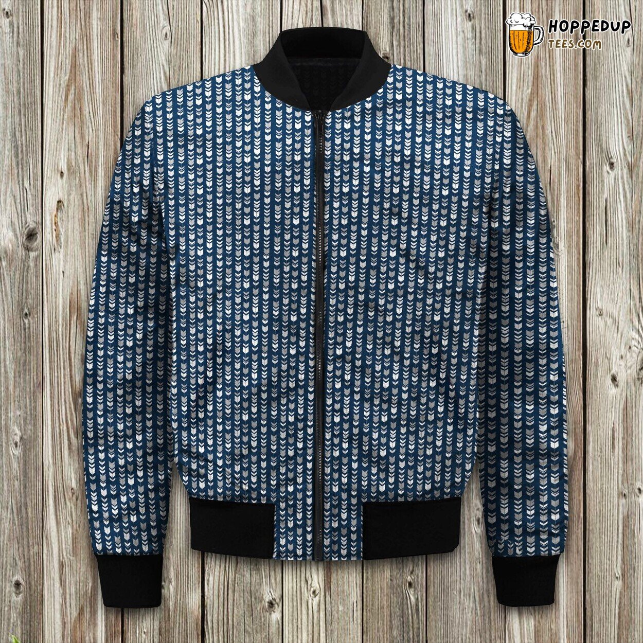 Arrow Feather Navy Greys Bomber Jacket