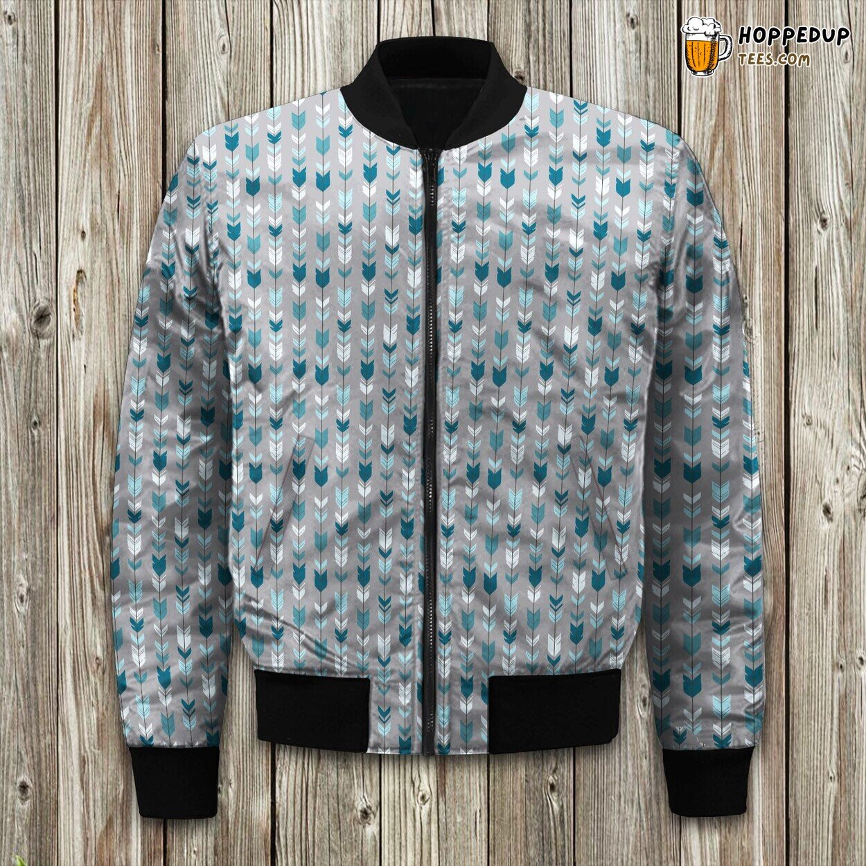 Arrow Feather Teal Blue Grey Winslow Ba Bomber Jacket