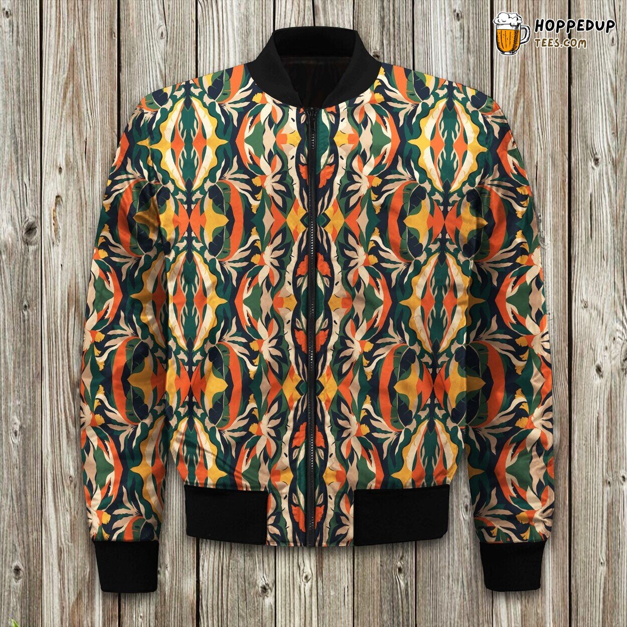 Art Colorful Floral Batik Bomber Jacket