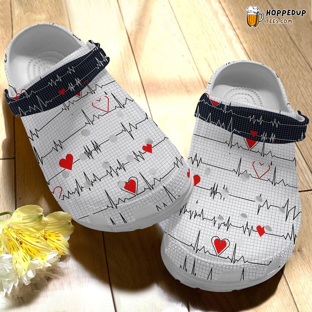 Art Design Medical Heartbeat Nurse Custom Birthday Women Men Clogs
