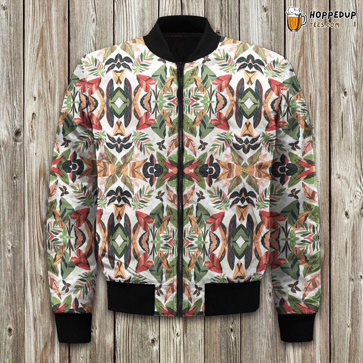 Art Flowers And Leaves Bomber Jacket