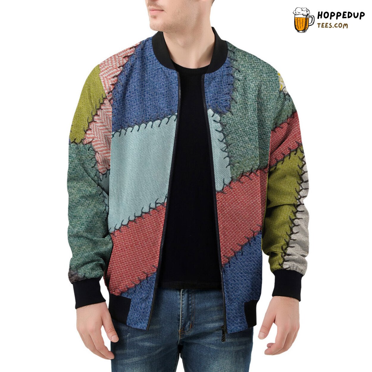 Art of Assembling Varieties in a Men’s Bomber Jacket Patchwork