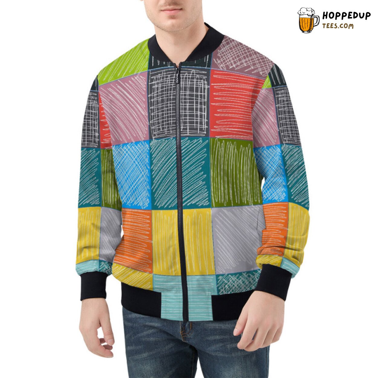 Artful Patchwork Strokes Creating Visual Delight Bomber Jacket