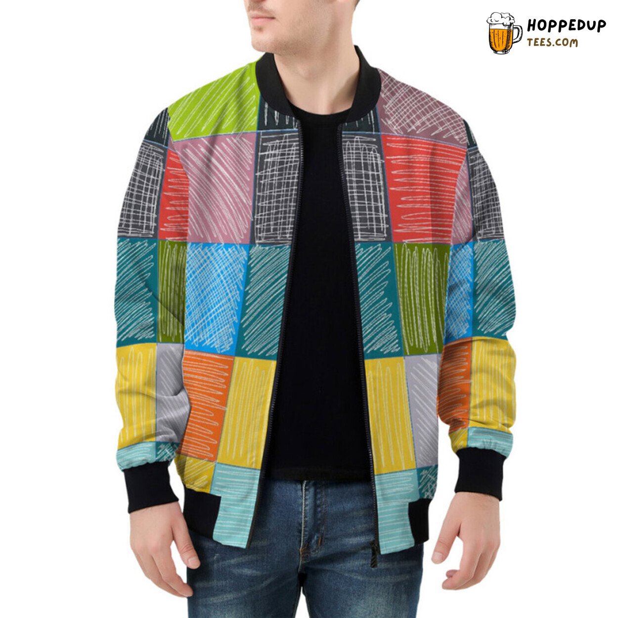 Artful Patchwork Strokes Creating Visual Delight Bomber Jacket