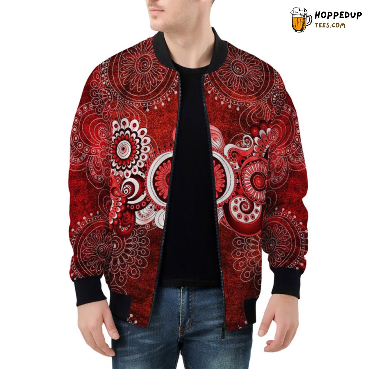 Artistic Henna Mehndi Paisley Patterns Elaborately Featured Bomber Jacket