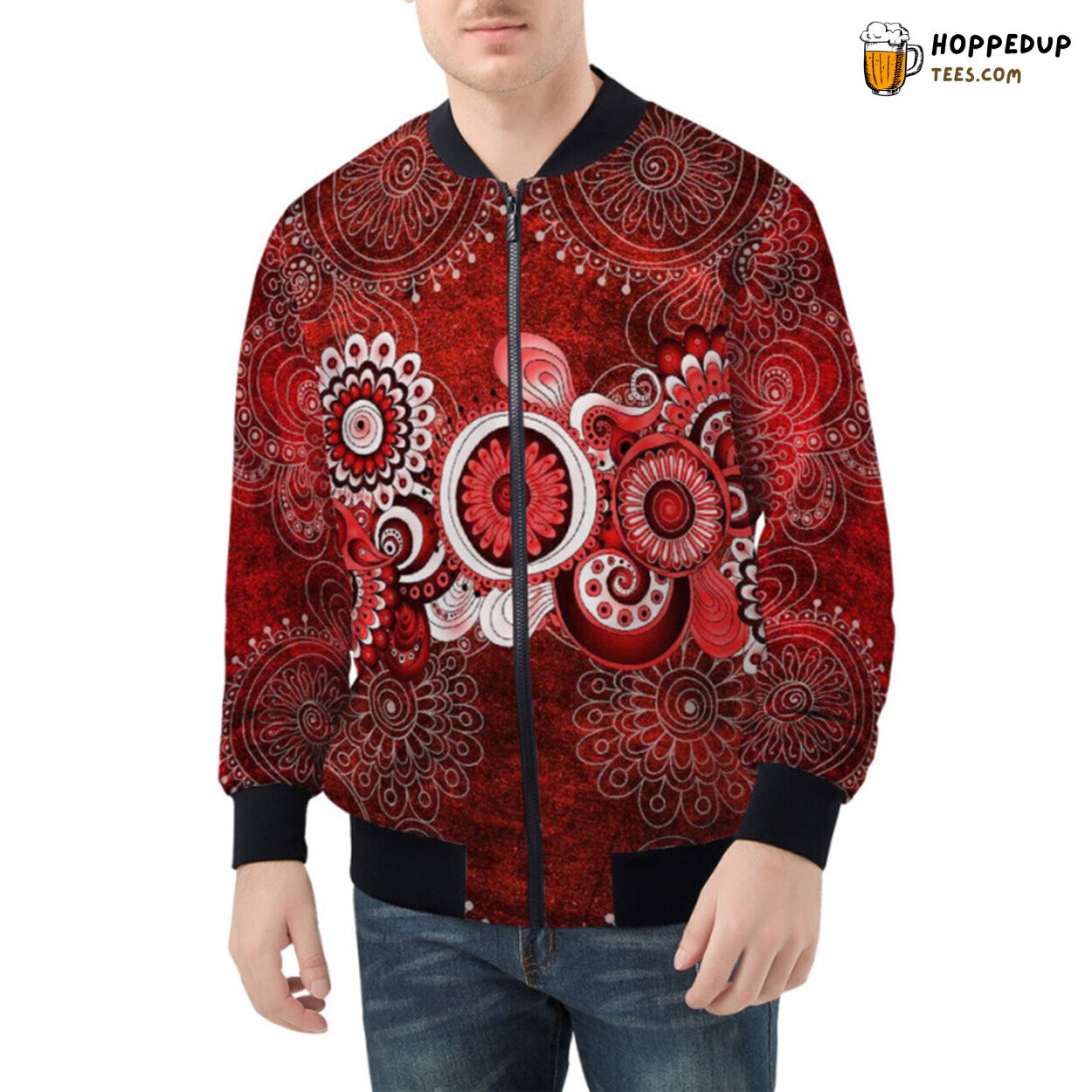 Artistic Henna Mehndi Paisley Patterns Elaborately Featured Bomber Jacket