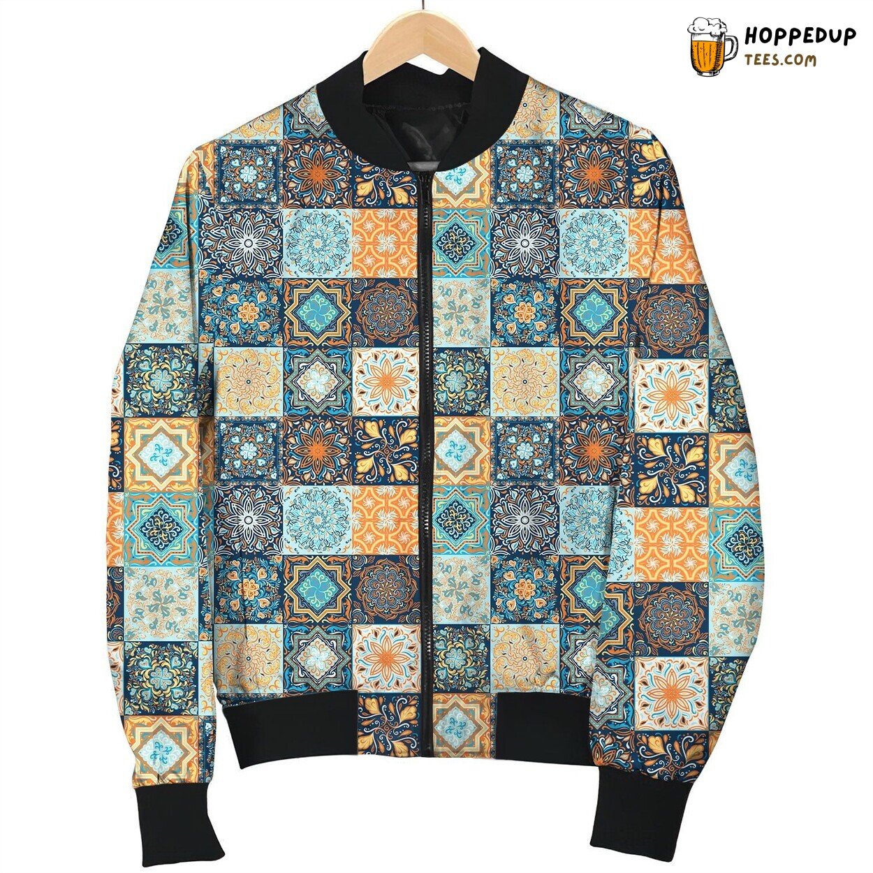 Artistic Patchwork Floral Design Winter Bomber Jacket Nature Trend