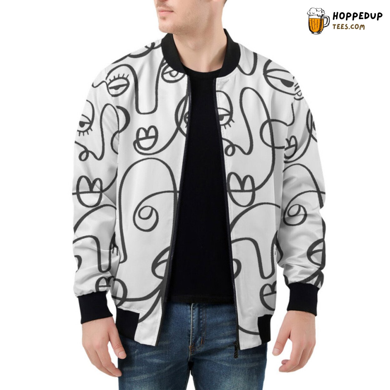 Artistic Vision of Modern Minimalism Embroidered on Bomber Jacket
