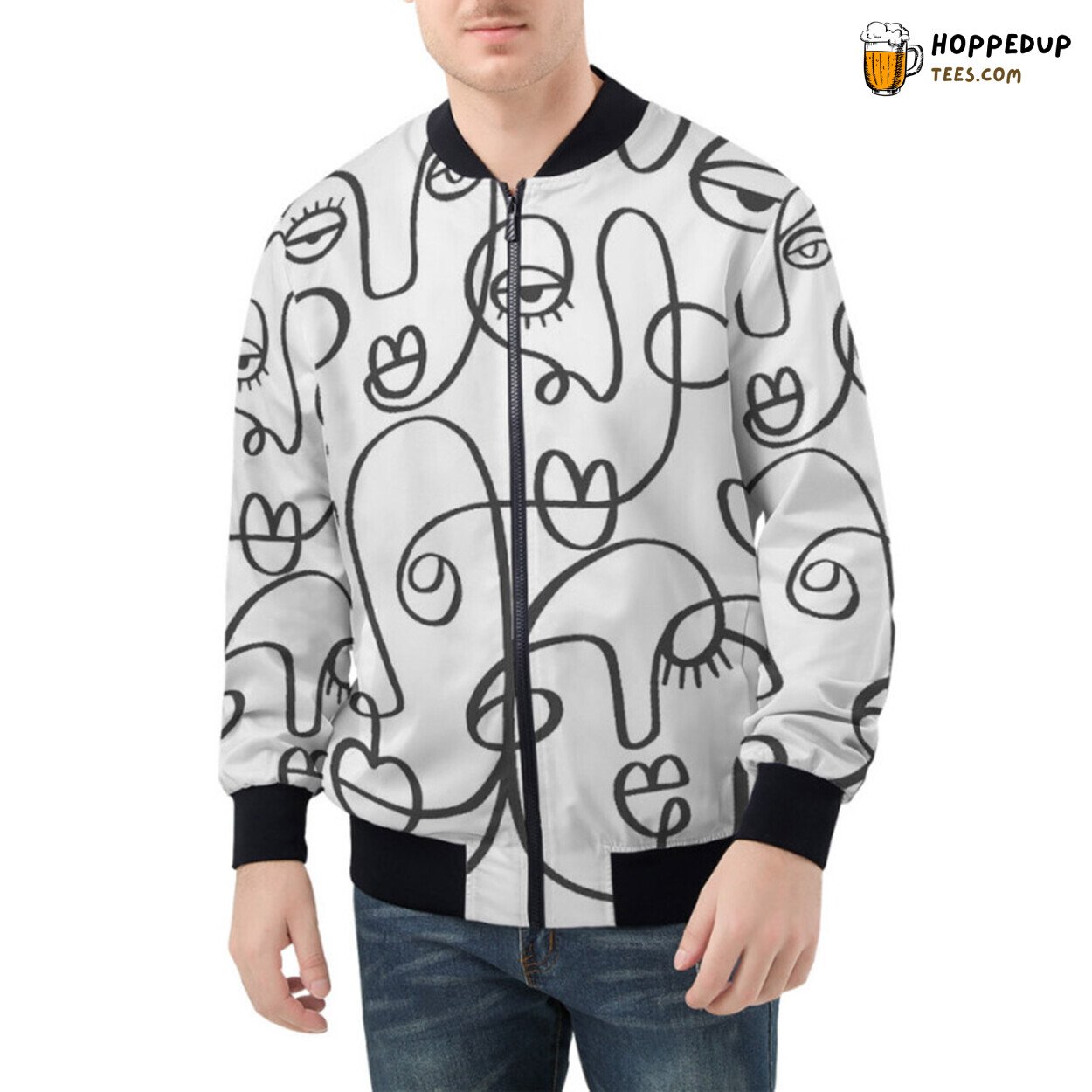 Artistic Vision of Modern Minimalism Embroidered on Bomber Jacket