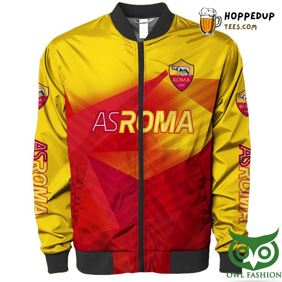 AS Roma Red Yellow Hawaiian Theme Casual Bomber Jacket Trend