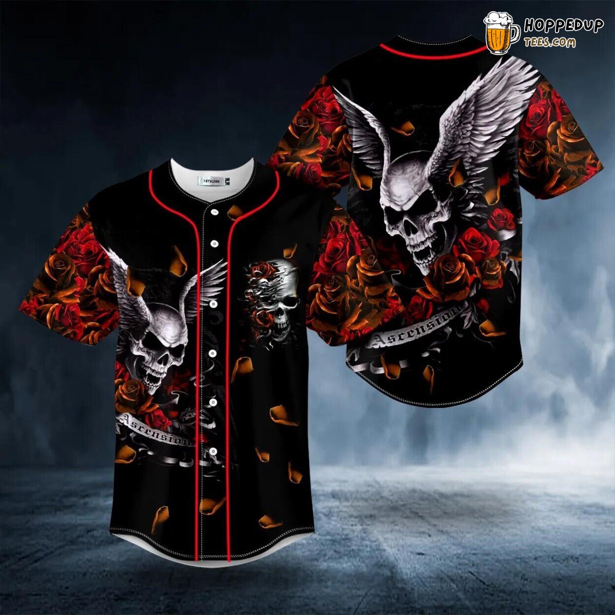 Ascension Day Roses Winged Skull Tailored Unique Baseball Jersey