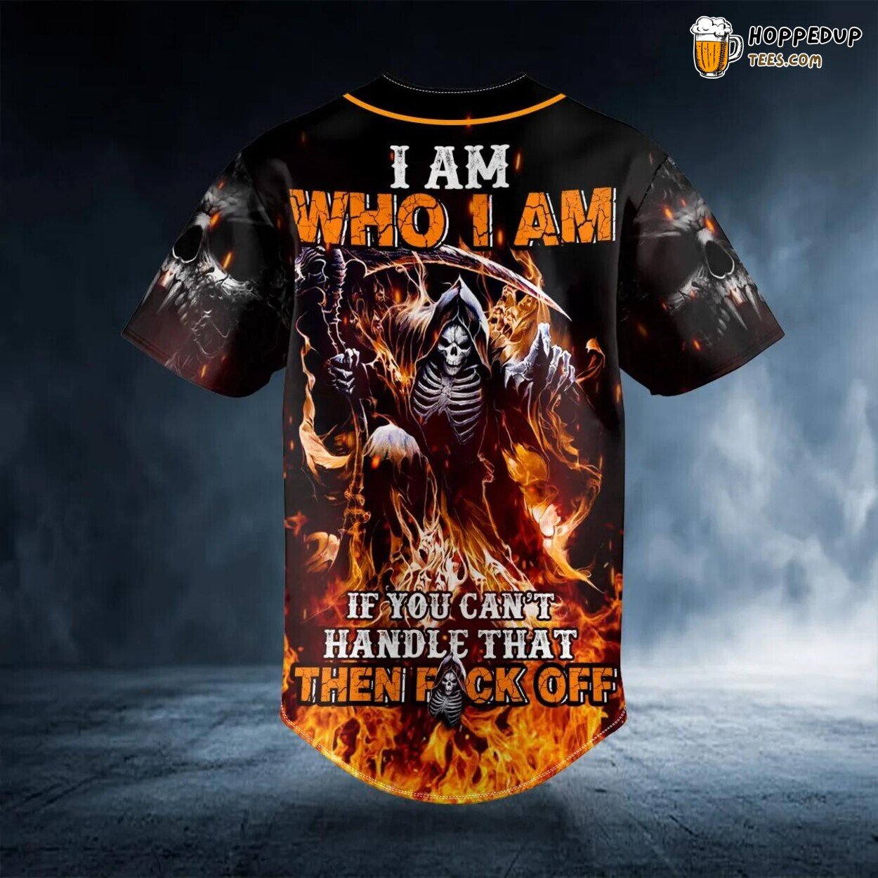 Assertive Fire Skeleton Reaper Skull Baseball Jersey Viking 3D Print Tee
