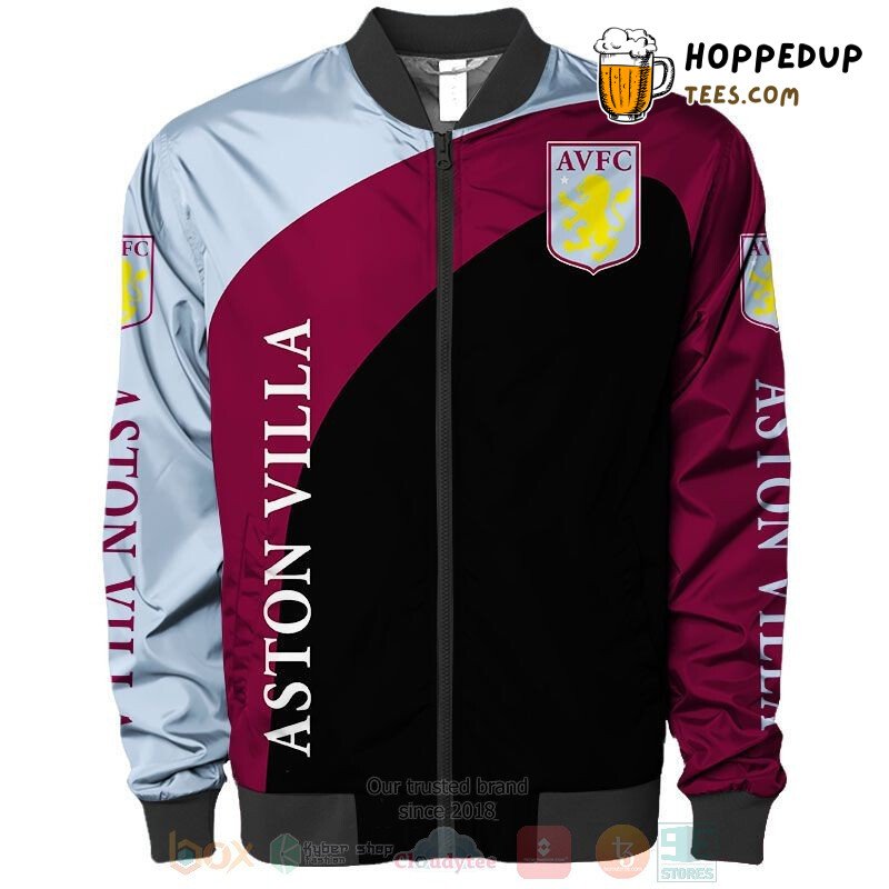 Aston Villa FC Claret Blue Black Fashion Bomber Jacket Edge