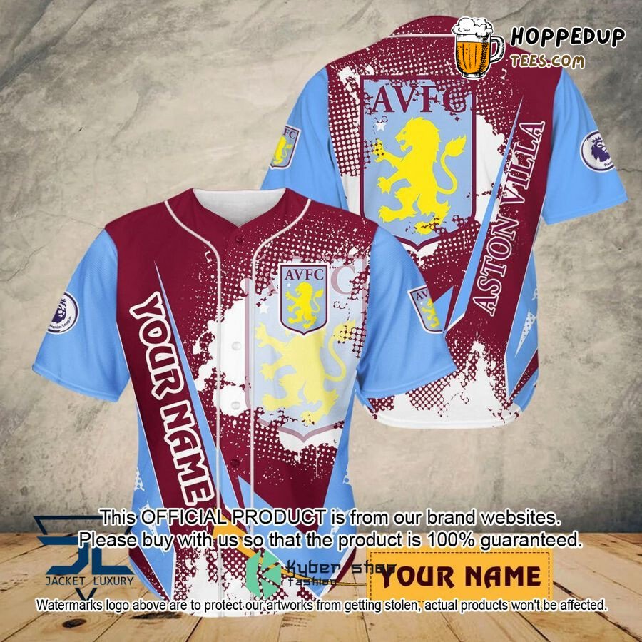 Aston Villa FC Custom Name Blue Claret Baseball Jersey V7 Unisex Shirt