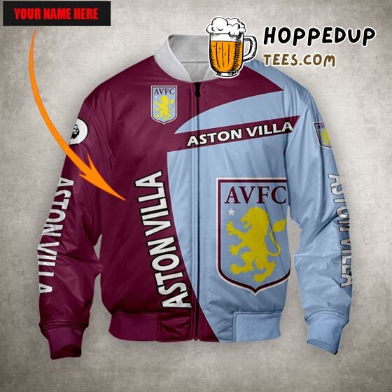 Aston Villa FC Custom Name Claret Blue Bomber Jacket