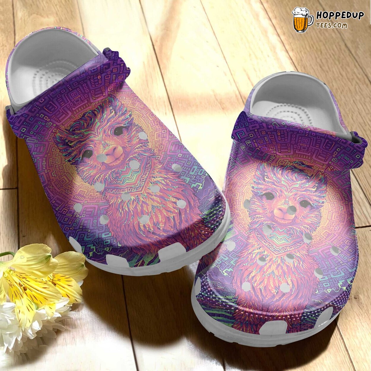 Astral Alpaca Animal Art Themed Gift Comfortable Clog Shoes Unique Design