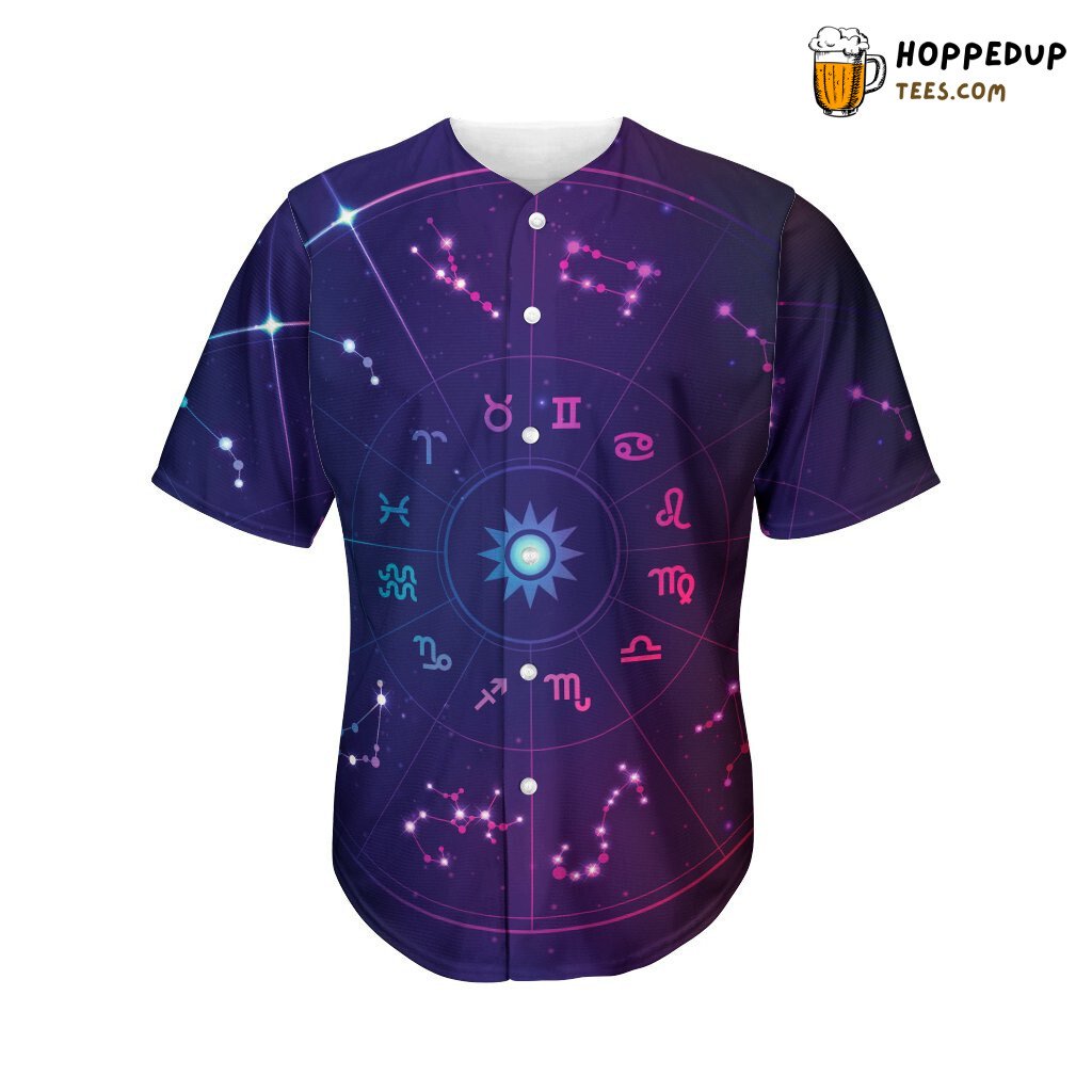 Astrological Zodiac Symbol Wheel 3D Printed Baseball Jersey Art