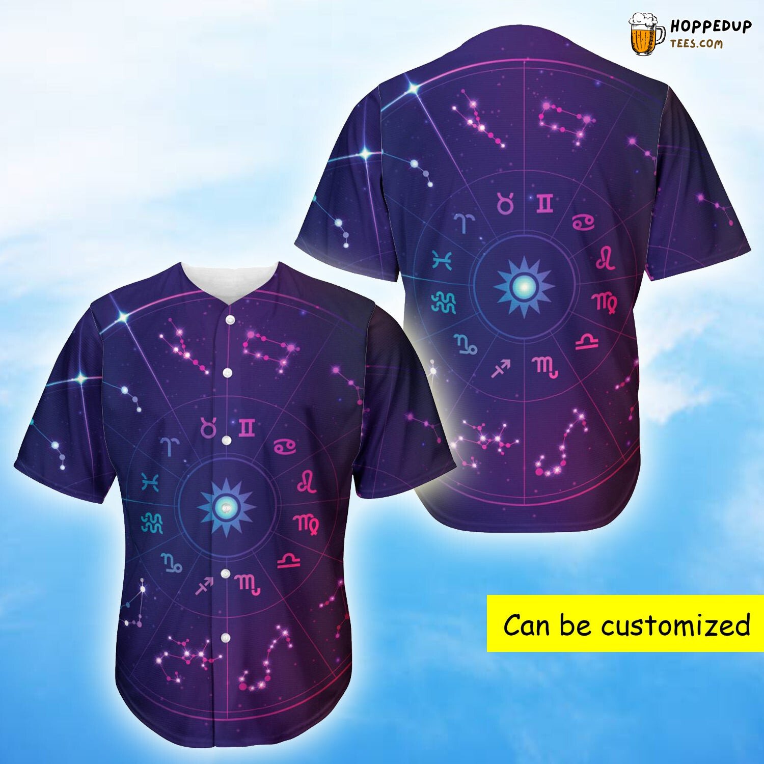 Astrological Zodiac Symbol Wheel 3D Printed Baseball Jersey Art