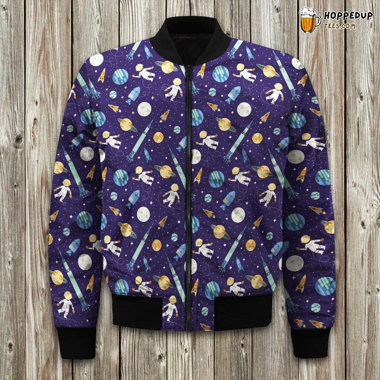 Astronaut Space Adventure Ditsy Bomber Jacket