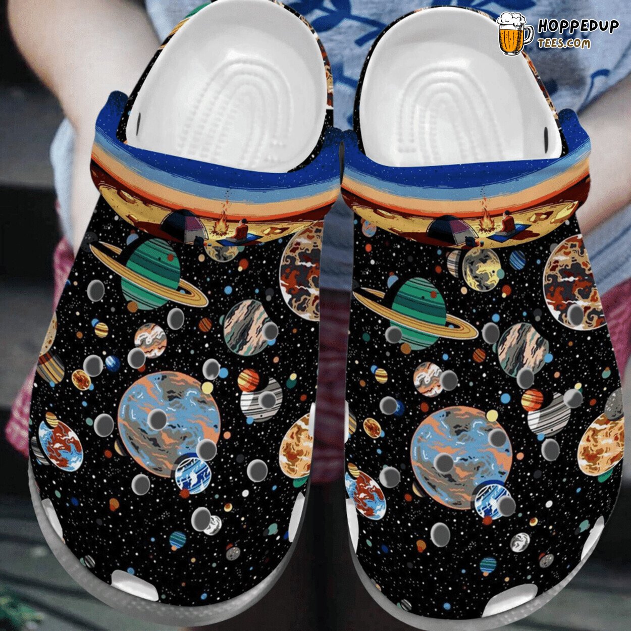 Astronaut Space Camping On Mars Themed Rubber Clog Shoes Comfy Outer Space
