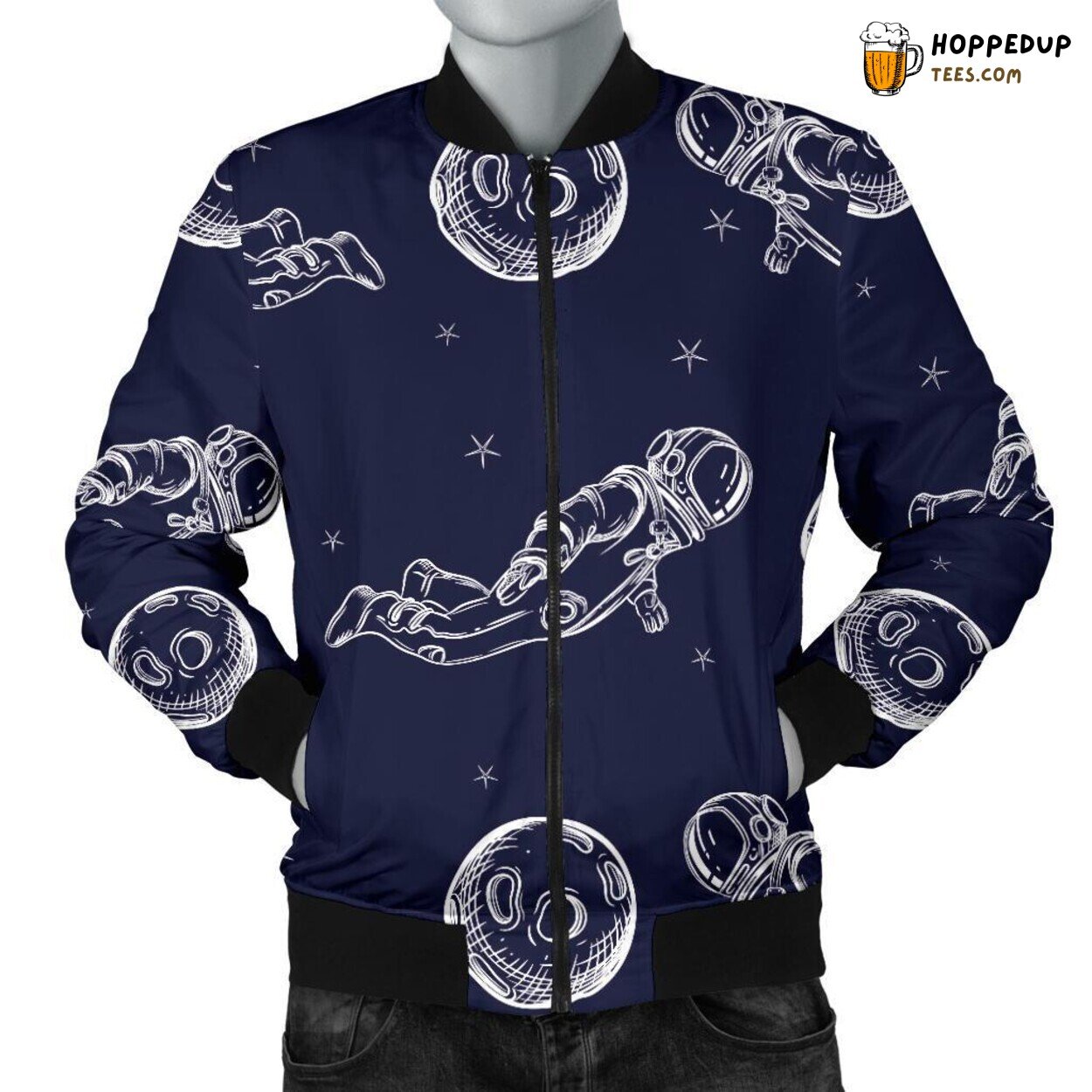 Astronaut Space Explorer Design Men’s Bomber Jacket Unique Pattern Display
