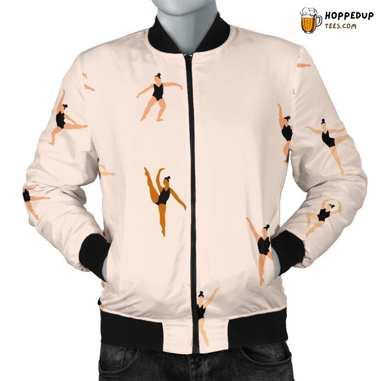 Athlete’s Gymnastics Tribute Men’s Bomber Jacket Unique Pattern Design Art