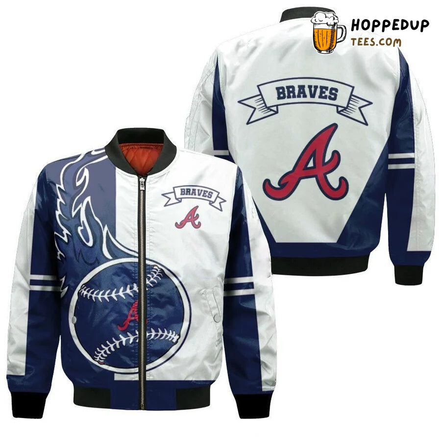 Atlanta Braves MLB Sharp White Navy Blue Bomber Jacket Design