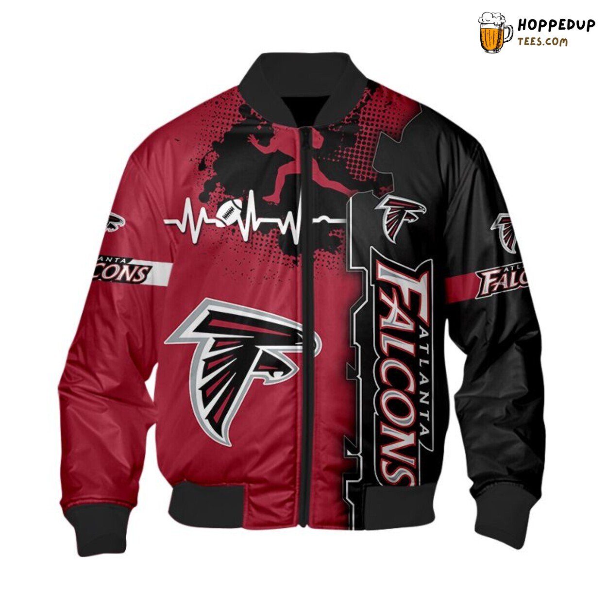 Atlanta Falcons Bomber Jacket Heart ECG Line Premium Design