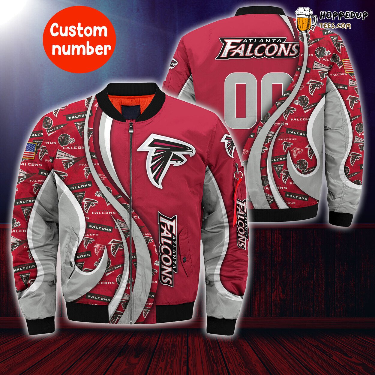 Atlanta Falcons Custom Number Bomber Jacket Seasonal Trending