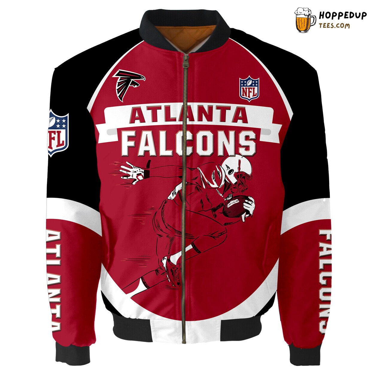 Atlanta Falcons Running Men Graphic Bomber Jacket Fan Delight