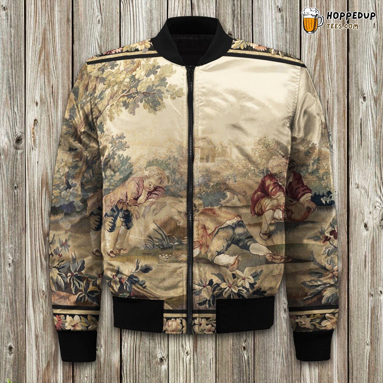 Aubusson Antique French Tapestry Print Bomber Jacket