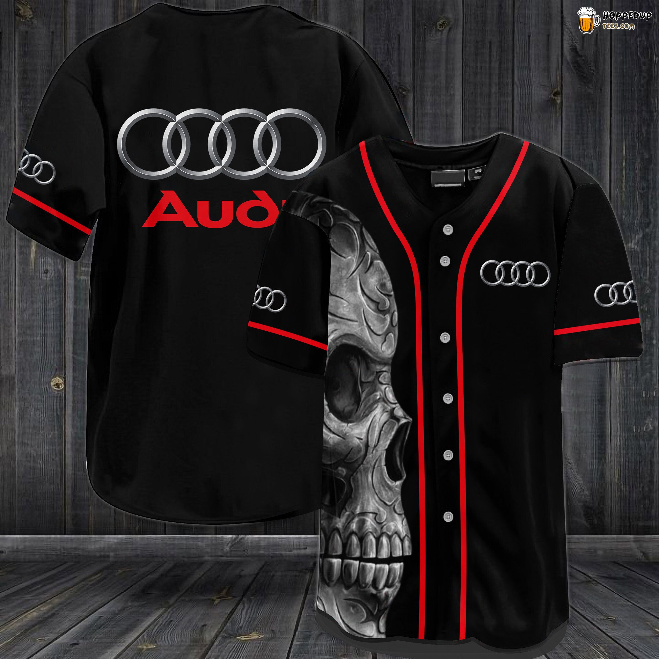 Audi Skull Baseball Jersey Black Unisex Jersey Shirt
