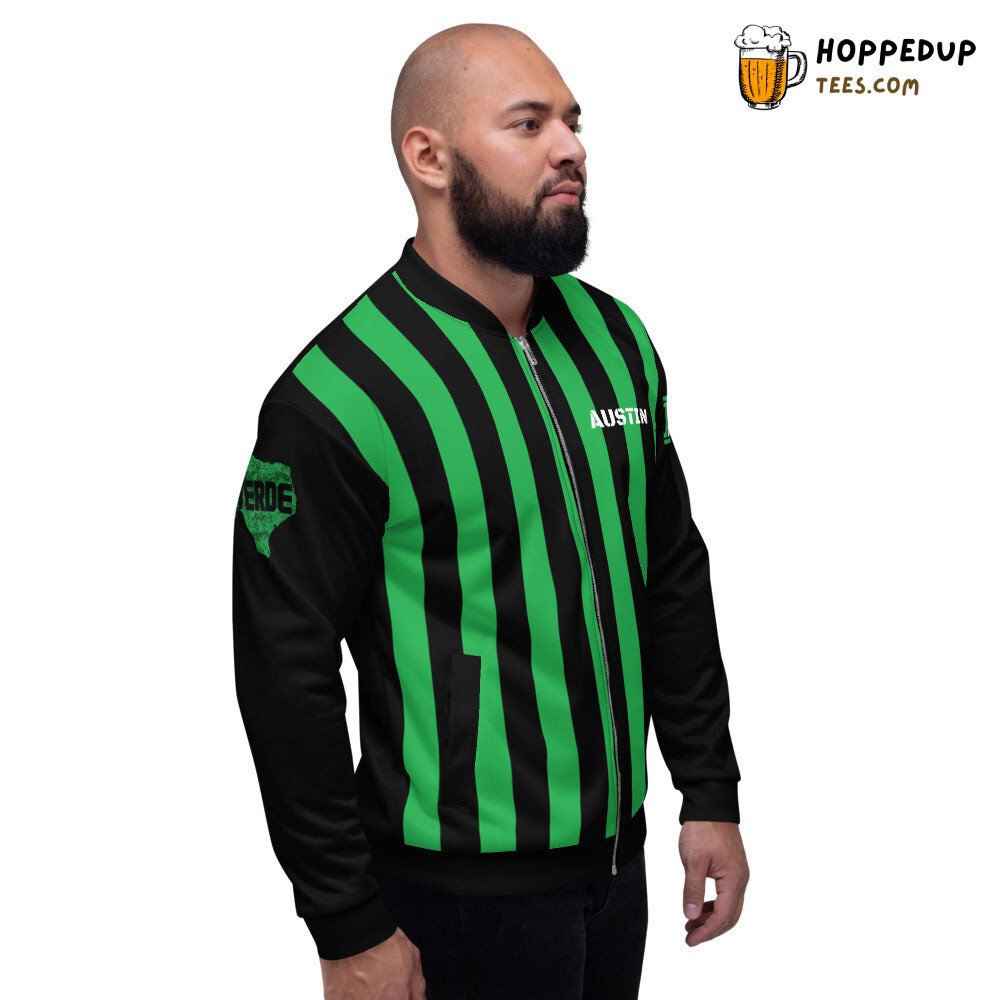 Austin FC MLS Black Green Authentic Supporter Bomber Jacket