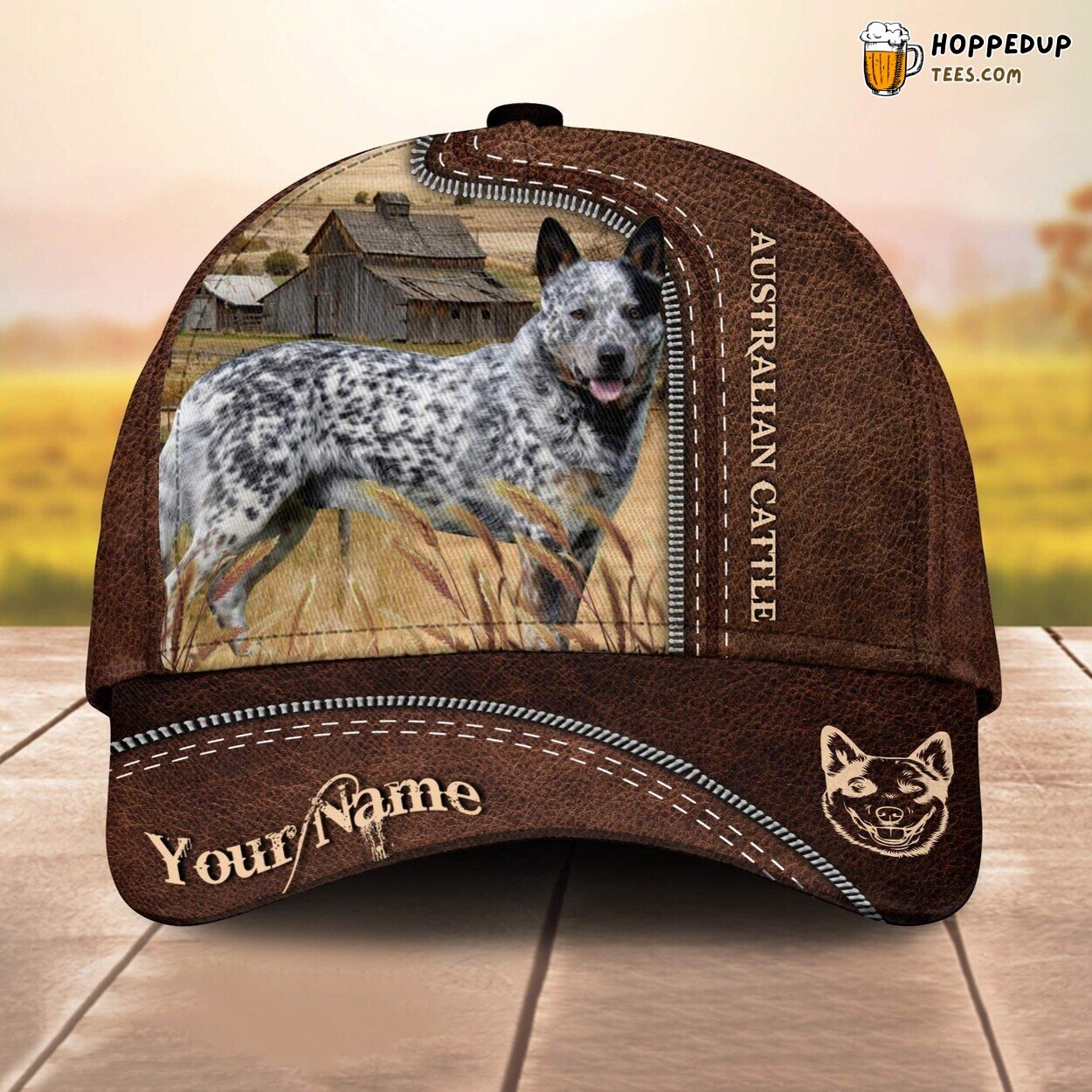 Australian Cattle Dog 3D Leather Pattern Custom Cap Baseball Animal Lovers