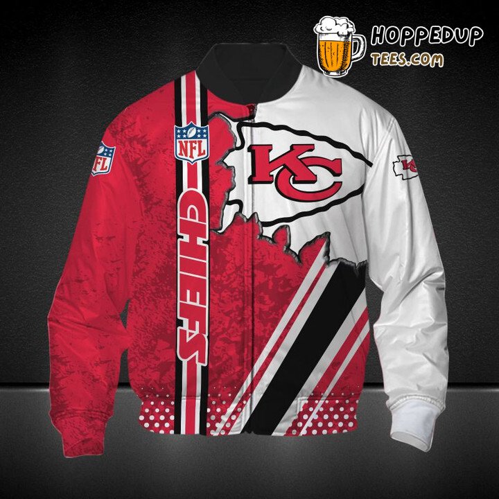 Authentic NFL Kansas City Chiefs Red White Bomber Jacket Apparel