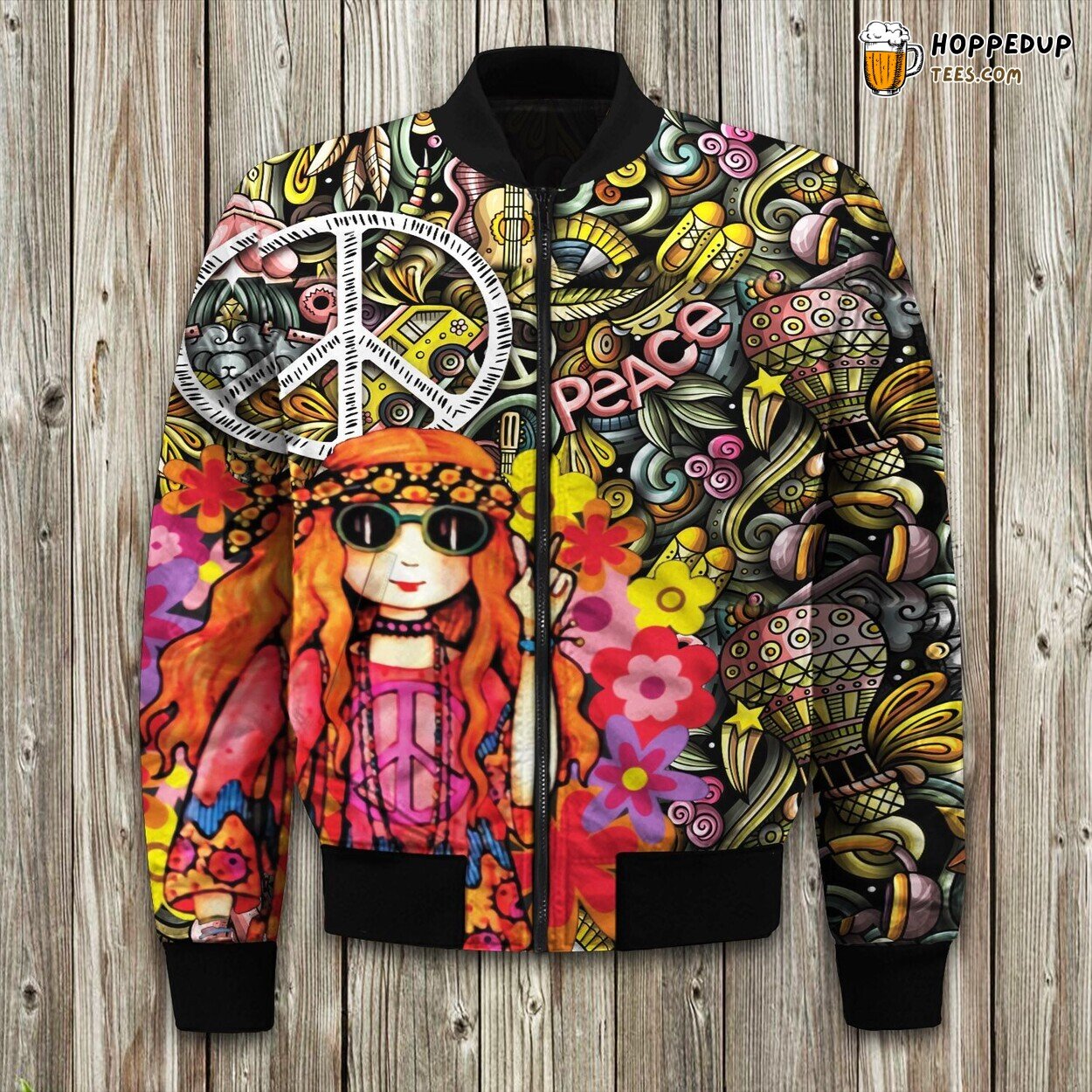 Authentic Winter Bomber Jacket Infused Hippie Vibes Detailed Design