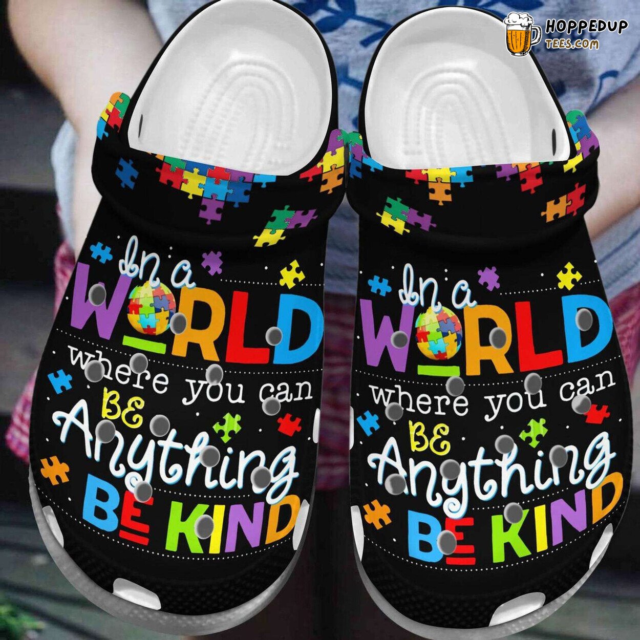 Autism Awareness Be Anything Kind Puzzle Piece Themed Clogs