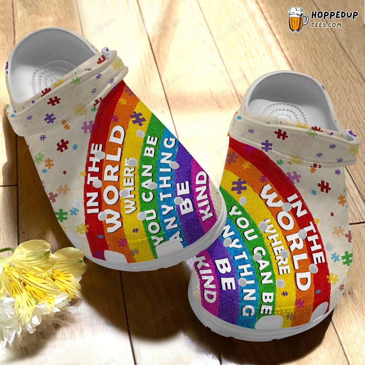 Autism Awareness Be Kind World Themed Comfortable Clogs