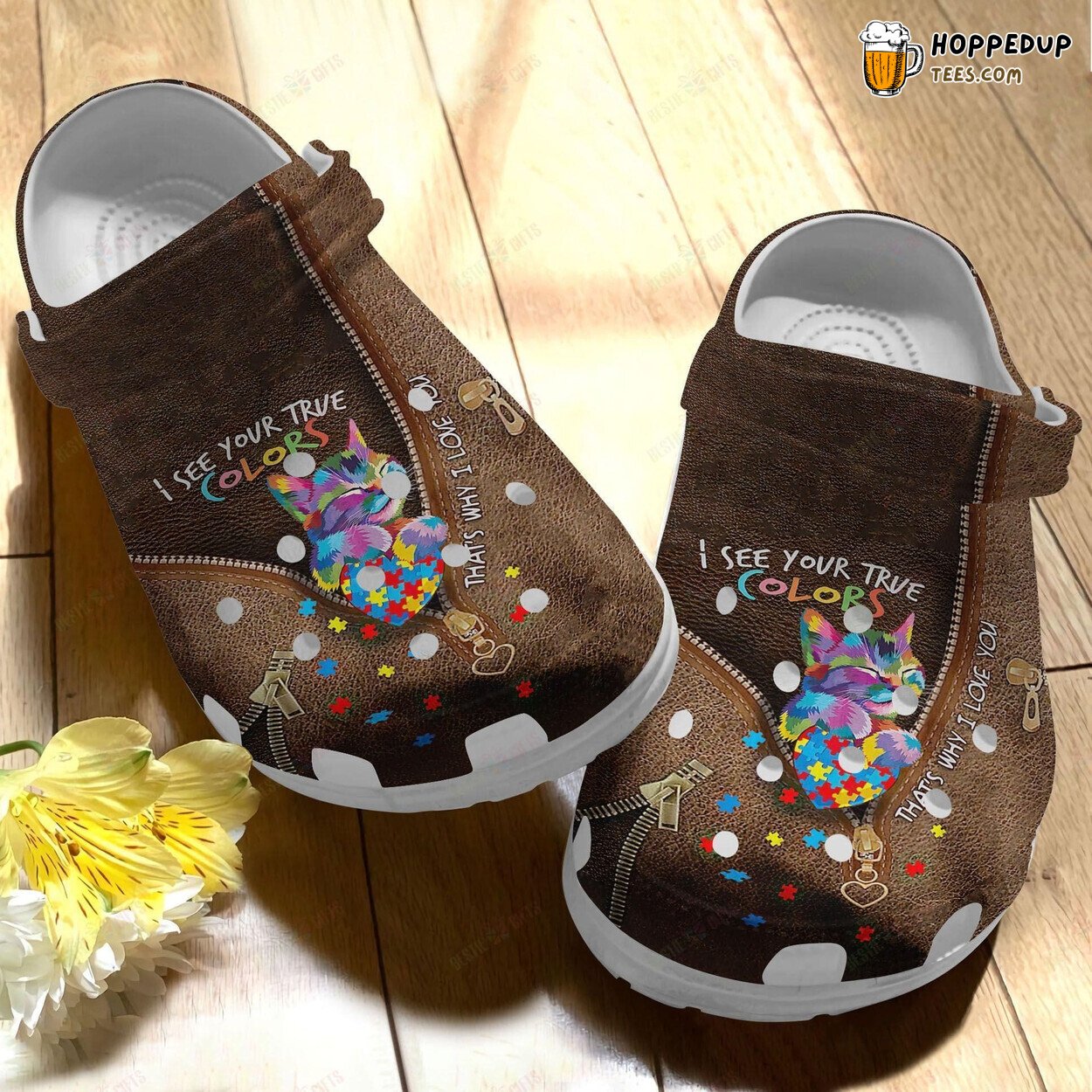 Autism Awareness Cute Cat True Colors Theme Comfortable Clog Shoes