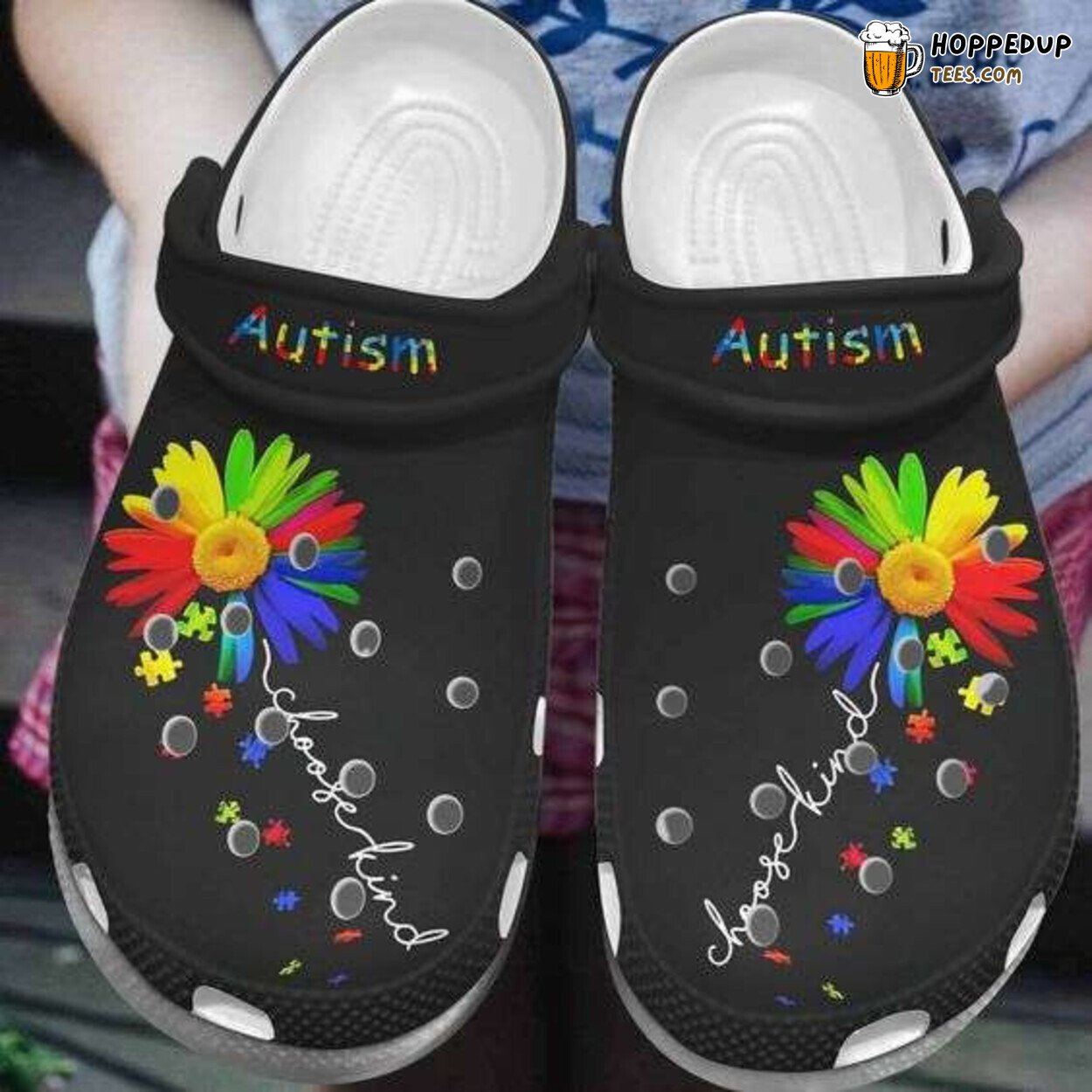 Autism Awareness Daisy Flower Kind Puzzle Pieces Comfortable Clogs
