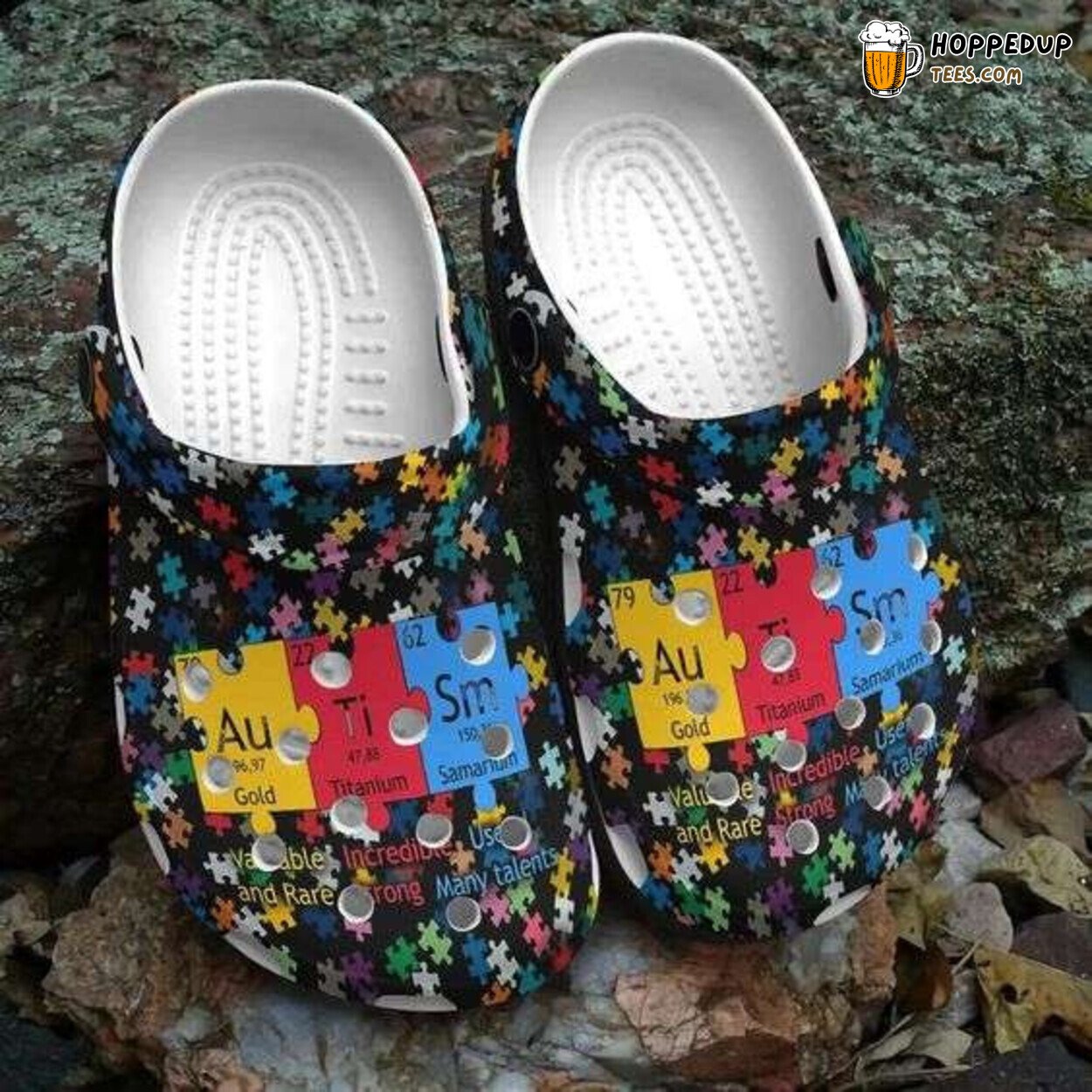 Autism Awareness Day Puzzle Chemical Periodic Table Themed Clog Shoes