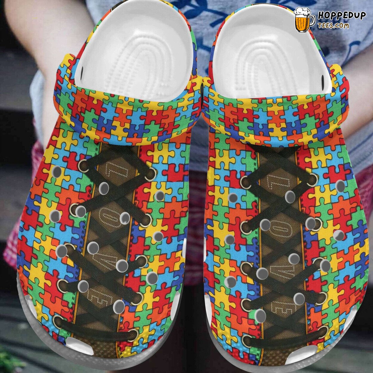 Autism Awareness Day Puzzle Love Pieces Themed Comfortable Clogs Shoes