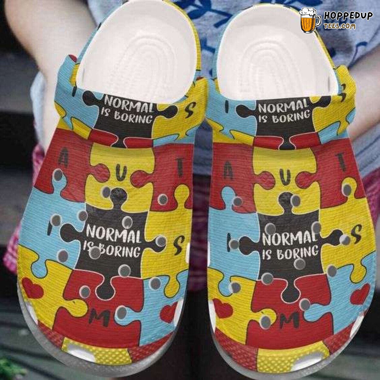 Autism Awareness Day Puzzle Normal Boring Unique Clog Shoes