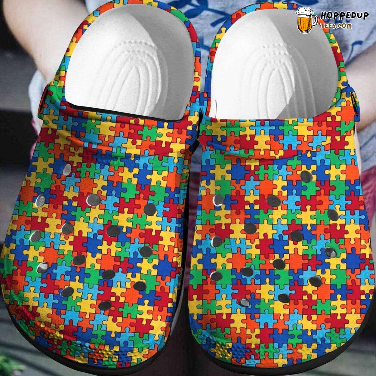 Autism Awareness Day Puzzle Pieces Pattern Comfortable Clog Shoes